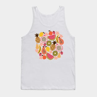 Colorful tropical fruits in brown Tank Top